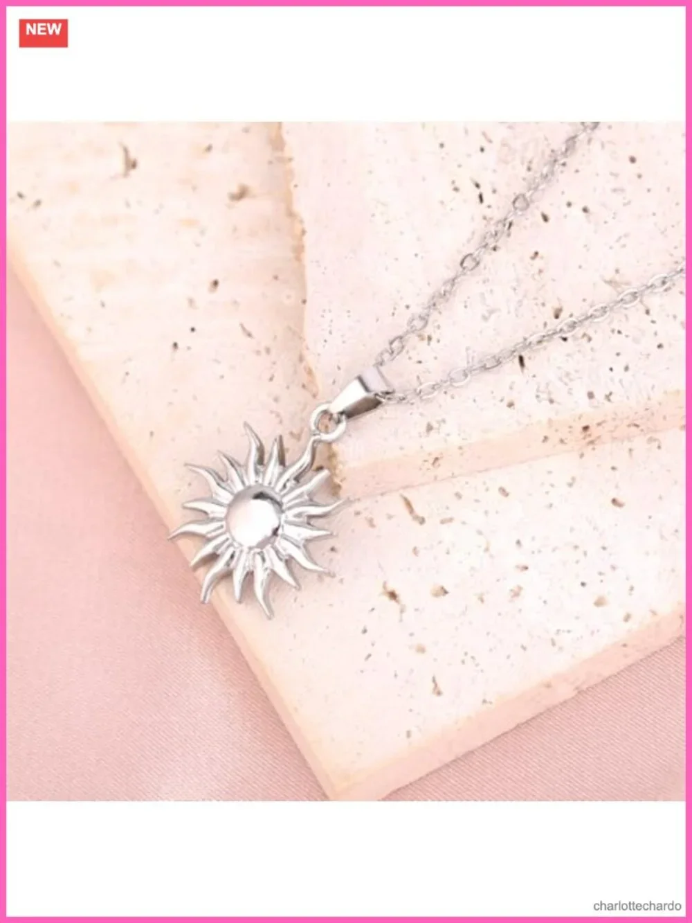 Stainless Steel Solar Charm Pendant Necklace Minimalist Summer Surfer Jewelry